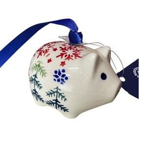 Polish Pottery Pig Ornament Christmas Handmade in Poland Manufaktura Tree Gift